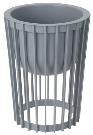 DIKEL Blumenständer Ø 30 cm x H 40 cm | Pflanzenständer aus robustem Kunststoff, beidseitig verwendbar | Blumenhocker für drinnen und draußen | Pflanzentisch modern und praktisch | Platin