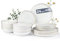 GBhome Steingut Geschirrset 6 Personen, 24-tlg Reaktive Glasur Handarbeit Geschirr Set, Mikrowellen- & Spülmaschinenfest Schüssel- und Teller Set, Beige