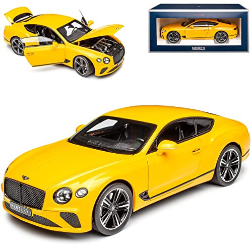 Norev Bentley Continental GT Coupe Monaco Gelb 3. Generation Ab 2018 1/18 Modell Auto mit individiuellem Wunschkennzeichen