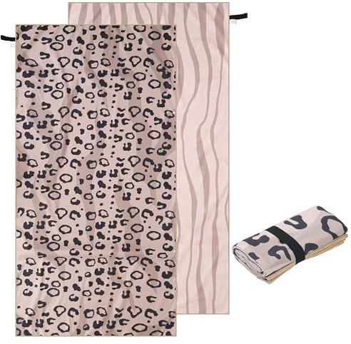 ELAKIRI Microfaser Badetuch Groß 90x180cm - Strandtuch XXL Weich & Hautfreundlich - Mikrofaser Badetuch Schnelltrocknend & Pflegeleicht - Grau Leopard Beach Towel für Pool,Strand