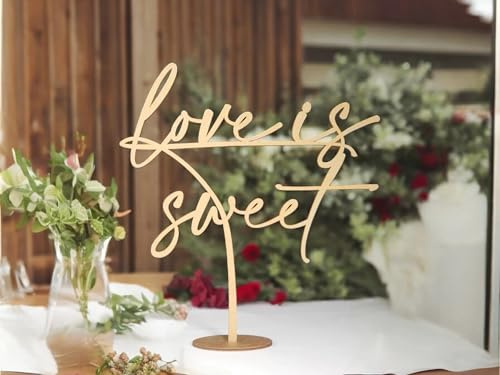 Love Is Sweet Table Sign,Wooden Wedding Sign,Dessert Table Decor,Take A Treat Sign for Bridal Shower Bachelorette Engagement Wedding Party Decoration