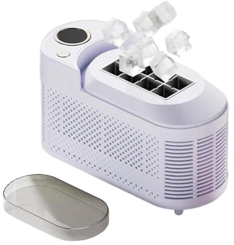 Machine à glaçons portable de comptoir - 8 glaçons en 10 minutes, mini-machine à glaçons compacte, mini-machines à glaçons, petit modèle de comptoir for camping-car avec adaptateur CC 12 V(Purple)