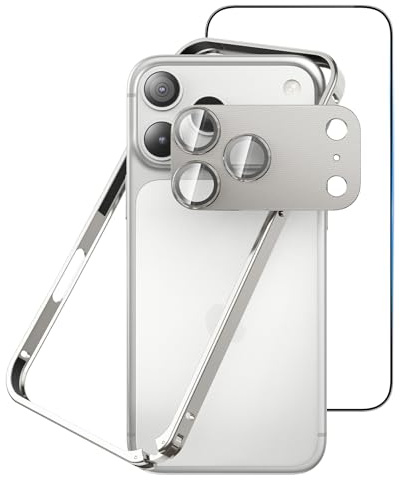 Eastcoo Metal Bumper Case for iPhone 17 Pro, Aluminum Frame Slim Case[Separate Metal Lens Protector] [HD Tempered Glass Screen Protector] [Hippocampal Buckle Design] Cover for iPhone 17 Pro 6.3 Inch