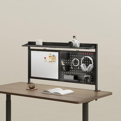 [en.casa] Schreibtisch Organizer Virvik zum Anklemmen 117 x 73 cm Pegboard höhenverstellbar Lochwand mit Ablagen und Zubehör Stecktafel für Kinderzimmer Büro Homeoffice Stahl Schwarz