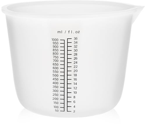Luxeu Large Silicone Measuring Cup, 1000ml Silicone Measuring Jug, Resin Mixing Cups, with Scale, Reusable, for Casting Moulds, Arts and Crafts, Resin Accessories, Kitchen