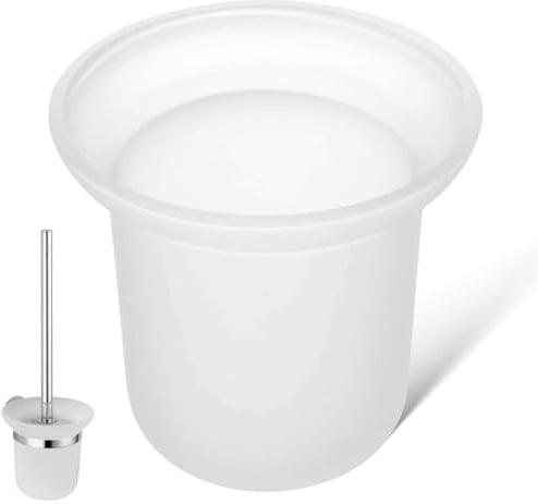 Tofficu Toilet Brush Cup Frosted Glass White Wall Mounting | Frosted Glass, White Finish, Wall Mounting, Multifunctional Storage, Easy Cleaning, Glass Material