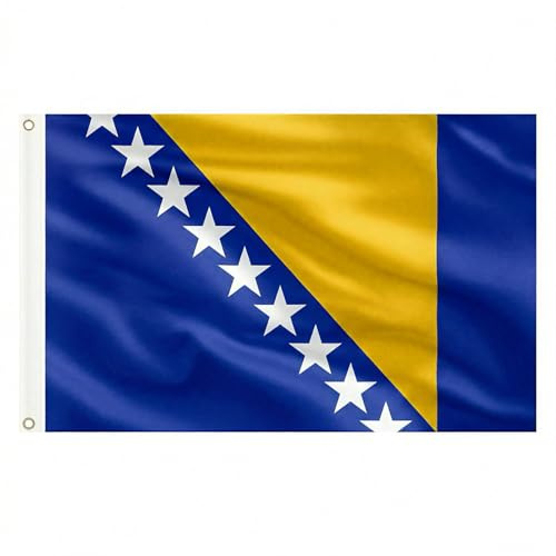 AhfuLife Bosnien und Herzegowina Flagge 150 x 90 cm für WM 2026, 2 Stück Große Bosnische Nationalflaggen Doppelseitig mit Messingösen für Nationalfeiertag Fußballfans Party Bar Deko