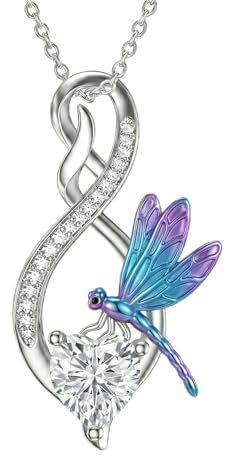 ROMANTICWORK Bienen-/Libellen-/Schmetterlings-/Kolibri-Sonnenblumenanhänger Halskette für Damen 925er Sterlingsilber Herzanhänger mit Tiermotiv Schmuckgeschenk für Weihnachten und Jahrestag