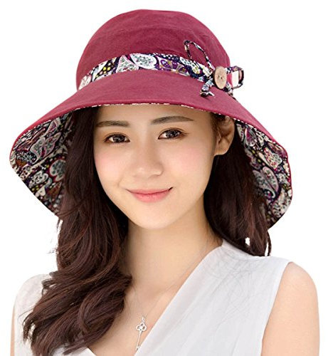 HAPEE Damen-Gartenhut, beidseitig tragbar, faltbar, breite Krempe, LSF 50+, perfekt für Frauen zum Angeln - - Medium