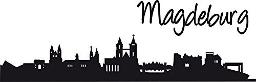 GRAZDesign Wandtattooo Skyline Magdeburg Wohnzimmer Büro Wandaufkleber - 125x40cm / 070 schwarz