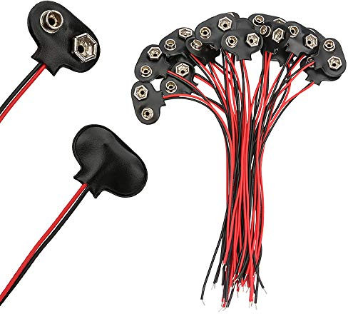 SENZEAL 20x T-typ 9 V Batterie Adapter Leder Batterie Clip Schnappverbinder Schnalle Halter für Arduino Elektrische Spielzeug 15cm Kabel