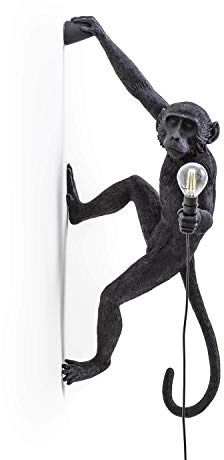 SELETTI Monkey Lamp Lampade Scimmia, APPESA Mano Destra, Nero
