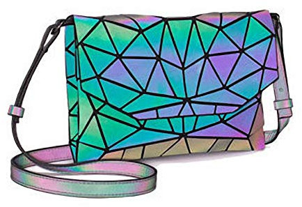 Ulalaza Geometrische leuchtende Einkaufstasche Holographische Geldbörsen und Handtaschen Flash Reflective Crossbody Bag für Frauen