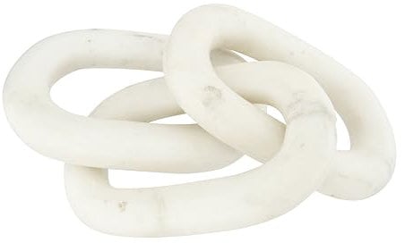 Bloomingville 13 L Decorative Marble Chain Link Figurine, White