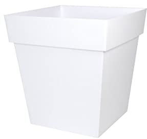 EDA - Pot de Fleur Carré Toscane 50 cm - Volume 87 L - 49,5 x 49,5 x H.52,5 cm - Blanc