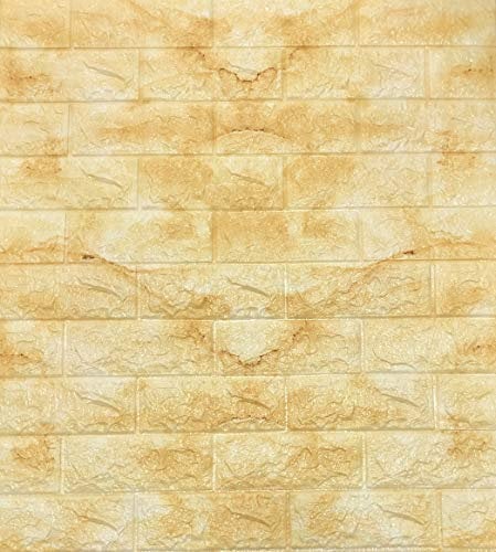3D Tapete Wandpaneele Selbstklebend Ziegelstein Wasserdicht Wandaufkleber Tapete Wandpaneele selbstklebend Moderne Wandverkleidung in Steinoptik leichte Montage (10 Stück, Honiggelb Marmor)