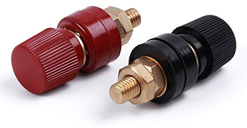Carkio 10mm (3/8) M10 Stud Premium Remote Battery Power Junction Post Connector Terminal Kit 2pcs (Red and Black)