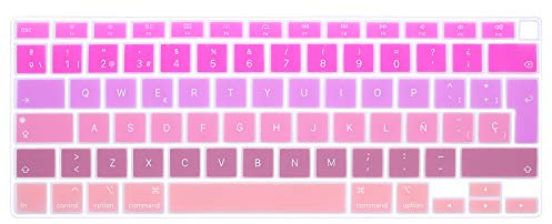 MMDW Housse de clavier espagnol compatible avec MacBook Air 13 version 2020 A2179 avec Touch ID Silicone Protecteur de clavier (ne convient pas pour la version 2018–2019)