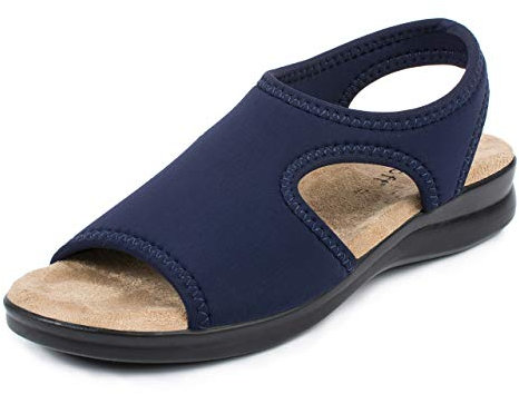 Aerosoft Sandales stretch 05 pour femme, extra légères et élastiques (bleu, 42)