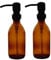 Avalon Amber Glass Soap Dispenser Bottles with Matt Black Metal Pumps (BPA-Free) Lotion Pump/Soap Dispensers – Reusable Refillable Eco friendly, Sustainable Living/Gift - Pack of 2 (250ml)