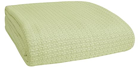 BELIZZI HOME 100% Baumwolle Bettdecke, atmungsaktive Bettdecke Twin Size, Baumwolle Thermodecken Twin, perfekt für Schichten jedes Bett für alle Jahreszeiten, salbeigrün