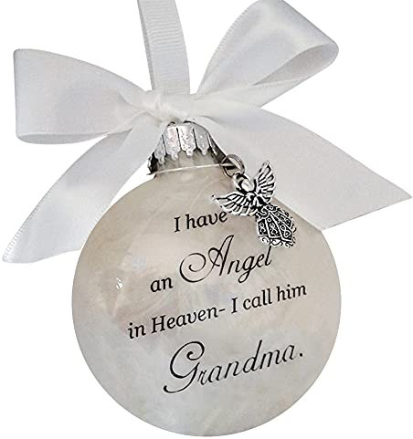 Uposao Transparenter Weihnachtsschmuck mit Federkugel,ein Stück meines Herzens ist in Heaven Runder Weihnachtskugeln Weihnachtsschmuck hängender Anhänger Gedenken an geliebte Menschen,Oma