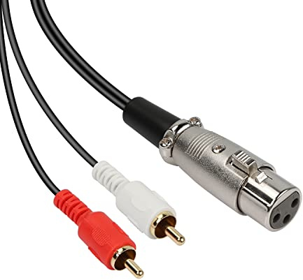 MEIRIYFA Cavo patch splitter XLR femmina a 2 RCA maschio a Y, sbilanciato XLR femmina a 2 connettori RCA/Phono Stereo Audio Interconnessione Duplicatore - 1,5 metri (XLR femmina a 2RCA)