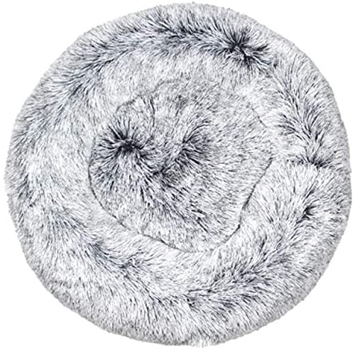 Generisch Aldenhoven Goods Hundebett Plüsch 40-120 cm Rund Katzenbett Hundekissen Katzenkissen Donut Hundekörbchen Blitzversand (Gradient Grau, 80 cm)