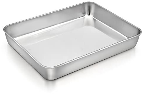 Auflaufform Klein, Joyfair Edelstahl Rechteckig Kuchenform für Backform Toastofen, 24x18x5cm, Backblech für Lasagne Brownie, Tiefe Seite & Glatte Oberfläche, Leicht zu Reinigen & Spülmaschinenfest
