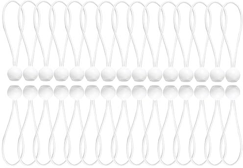 Bungee Cord with Balls,30 Pack 6 inch, Marquee Bungee Toggles Tensioning Belts for Marquees, Tents Banners, Tent Poles, Flag Poles, Camping Tarp,tarpaulin holder, White