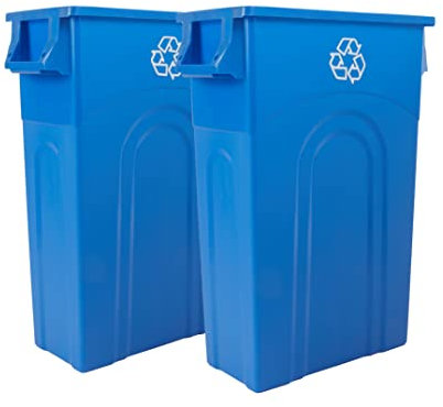 United Solutions Highboy Lot de 2 récipients de recyclage, 79 litres, profil fin et retrait facile du sac pour une utilisation en intérieur ou en extérieur, bleu recyclé