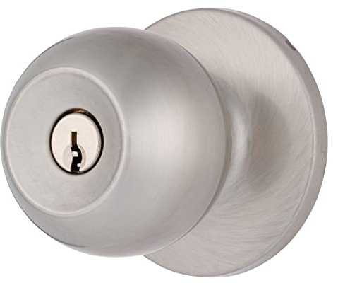 BRINKS – Transitional Keyed Entry Ball Door Knob, Satin Nickel - Designed for Traditional and Transitional Homes and Blends Seamlessly with Interior Décor