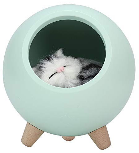 Natudeco Chat Veilleuse Petite Maison Pour Animaux De Compagnie Led Veilleuse Usb Charge Silicone Doux Chaton De Couchage Lumière Anniversaire Cadeau De Noël Chambre Veilleuse(vert)