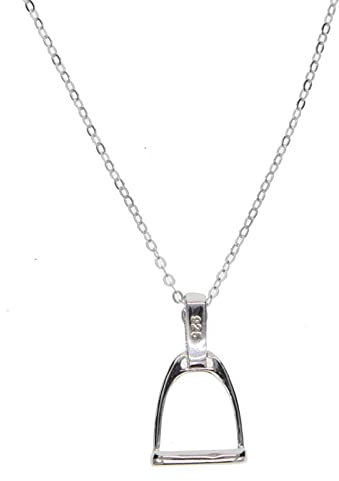 DAOMEI 925er Sterlingsilber Hochglanzpoliert Top-qualität Silber Eisen Steigbügel Pferd Stil Anhänger Reiterhalskette