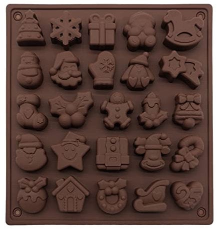 CHEERYMAGIC Christmas Chocolate Mould, Silicone Chocolate Moulds Non-Stick Candy Mold for DIY Jelly Cookies Cake Biscuit Pudding Fondant Decoration A6-SDMJ