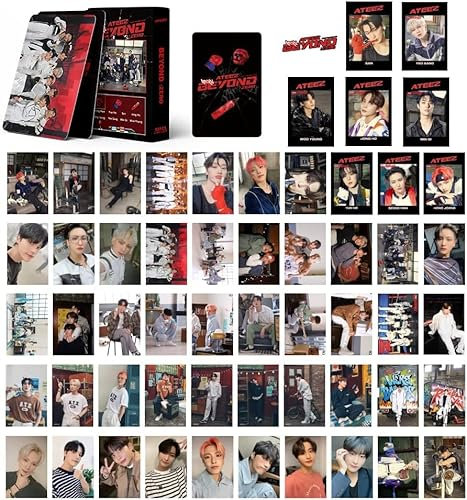 55 Stück Ateez Lomo Cards Ateez Beyond: Zero Album Lomo Karten Ateez Poster Merch Photocards Set Kpop Ateez Karten Foto-Sammlung Geschenk von Fans (BZ)