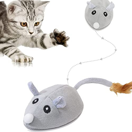 Jouet Chat Interactif, Jouet pour Chat Automatique, Souris Chat Jouet Automatique, Jouet de Souris en Peluche pour Chats, Jouet Chat Interieur, Stimule Le Instinct de Chasse des Chatons