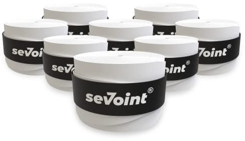 sevoint® - Overgrip Selbstklebendes Griffband mit Anti-Rutsch-Effekt für Tennis Badminton oder Squash (8er Pack, weiß)