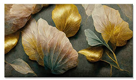 Primus Print - Wandbild Glasbild - Aludibond Wanddeko Bild für Schlafzimmer, Wohnzimmer, Büro, Praxis - Wandbilder Dekoration - Wand Kunstdruck - inkl. Montage (Aluminium, Blätter 73,5x42 cm)