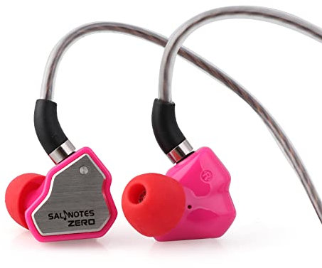 Linsoul Salnotes Zero HiFi - Auricolari in-ear con driver dinamico IEM da 10 mm, con diaframma composito in metallo, piastra frontale in acciaio inox, cavo OFC a 2 pin staccabile (rosa, senza
