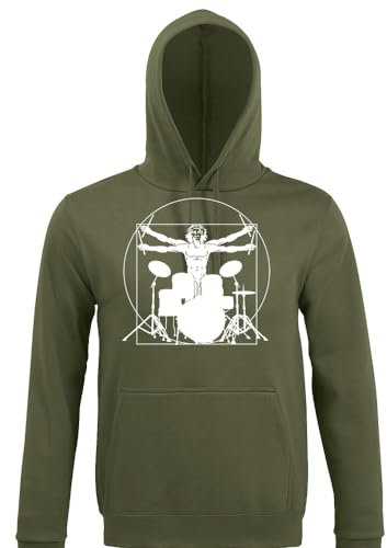 shirt84 Da Vinci - Felpa con cappuccio da uomo, esercito, S