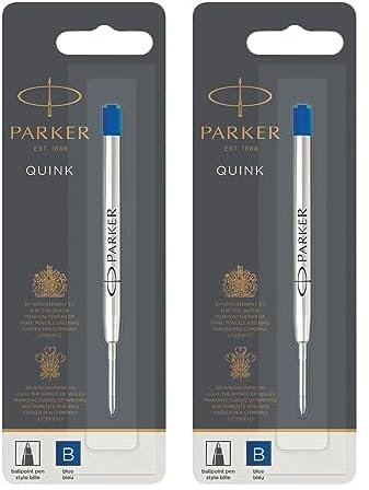 Parker Kugelschreibermine breite Spitze blaue QUINKflow Tinte 1 Ersatzmine für Kugelschreiber (Packung mit 2)