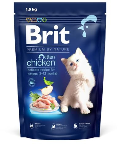 Brit Premium Trockenfutter mit Huhn für Kätzchen & säugende Katzen, 1,5 kg | Fördert das Wachstum & die Entwicklung, perfekt für Kitten, Vollnahrung, pflegt Haut & Fell, leicht verdaulich, ausgewogen