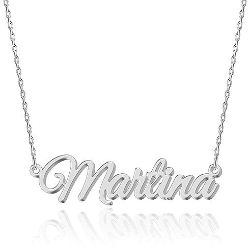 UMAGICBOX Collana in Argento Personalizzata con Nome Martina - Pendente in Acciaio Inossidabile Inciso su Misura per Donne - Regalo per Compleanni, Anniversari, Lauree e San Valentino