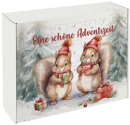 Striefchen® DIY Adventskalender zum selbst befüllen mit niedlichem Eichhörnchen Motiv und Wunschtext