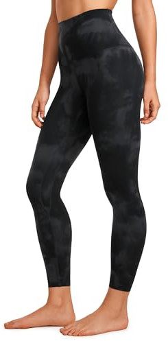CRZ YOGA Butterluxe Damen Yoga Leggings Super High Waist Sportleggings Komfortable Sporthose Yogahose - 64cm Schwarze Tie-Dye-Blumen 38