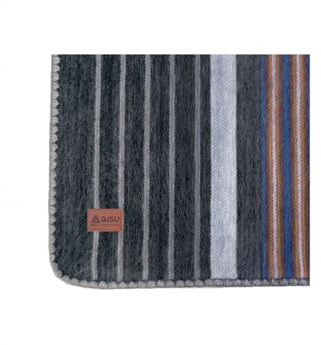 QISU Decke aus Alpakawolle, groß, schön, warm, bunt, 215,9 x 165,1 cm, ultraweich, hypoallergen und atmungsaktiv, Nicht juckender oder kratzender Stoff (Grauer Herbst)