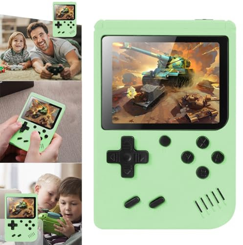 PKKP Handheld-Spielkonsole, Retro-Spielekonsole mit 500 Klassische FC Spiele, Handheld Game Console, Retro Konsole Game Stick für Erwachsener Teenager Geburtstagsgeschenk (Grün-1 Spieler)