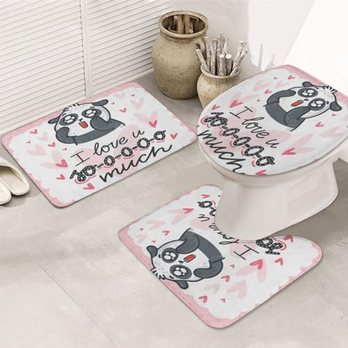 ERICAT Badezimmer Set,rutschfeste Badematte und WC-Vorleger-Set,Einfacher moderner Elefant,weich,wasserabsorbierend,WC-Garnitur, 3-teilig