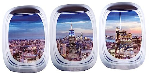 Yardenfun 3pezzi Adesivi Murali Finestra Aeroplano Decorazione Creativa Per Casa Facile Da Applicare e Rimuovere Design Paesaggistico Per Stanze e Living Room